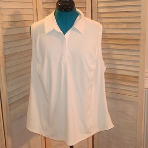 Athleta White Sleeveless Polo Shirt 2X